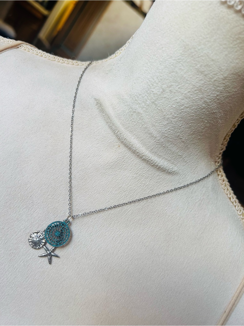 Handcrafted salvaged vintage pendant on chain necklace